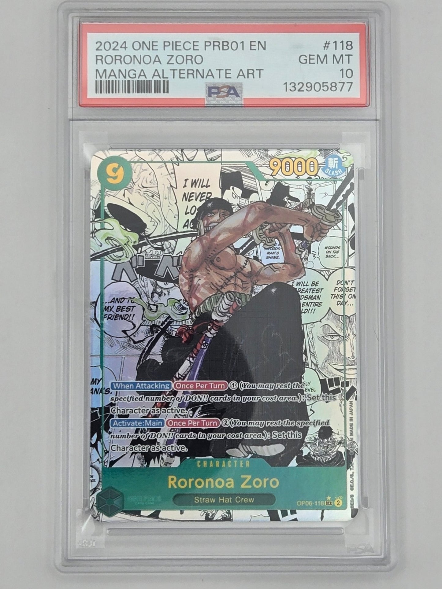 2024 ONE PIECE PRB01 - PREM BOOSTER - ONE PIECE CARD THE BEST - RORONOA ZORO PSA 10