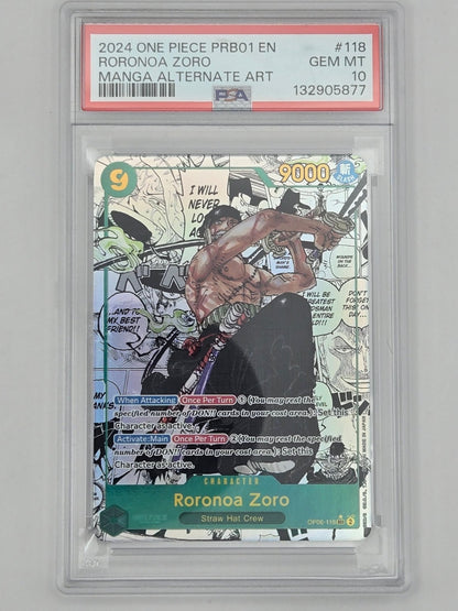 2024 ONE PIECE PRB01 - PREM BOOSTER - ONE PIECE CARD THE BEST - RORONOA ZORO PSA 10