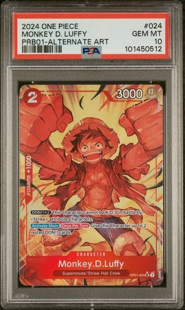 2024 ONE PIECE PRB01-PREMIUM BOOSTER THE BEST ALT ART MONKEY D. LUFFY PSA 10