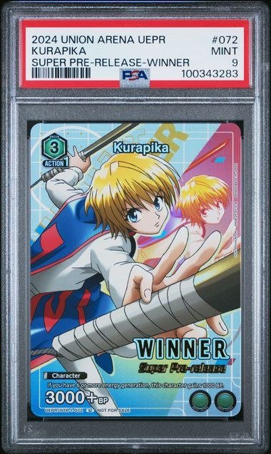 2024 Union Arena Kurapika Promos UEPR-072 Super Pre-Release-Winner English PSA 9