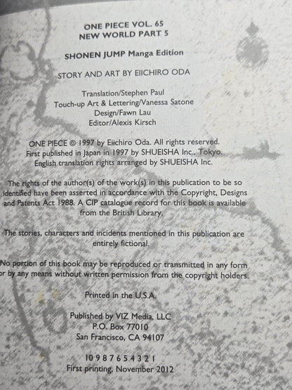 One Piece Vol 65 1st Printing English Manga (Fine)