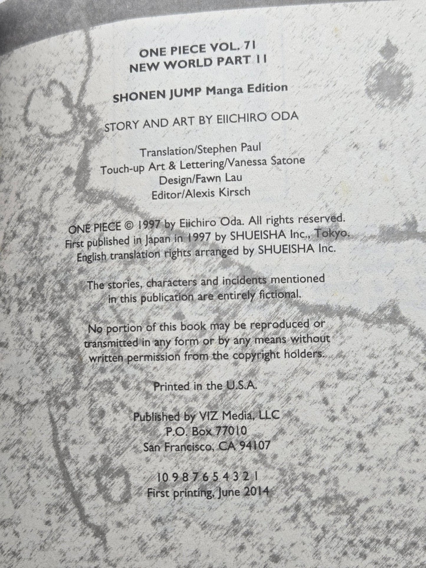 One Piece Vol 71 1st Printing English Manga (Very Fine)