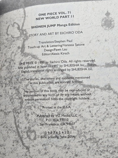 One Piece Vol 71 1st Printing English Manga (Very Fine)