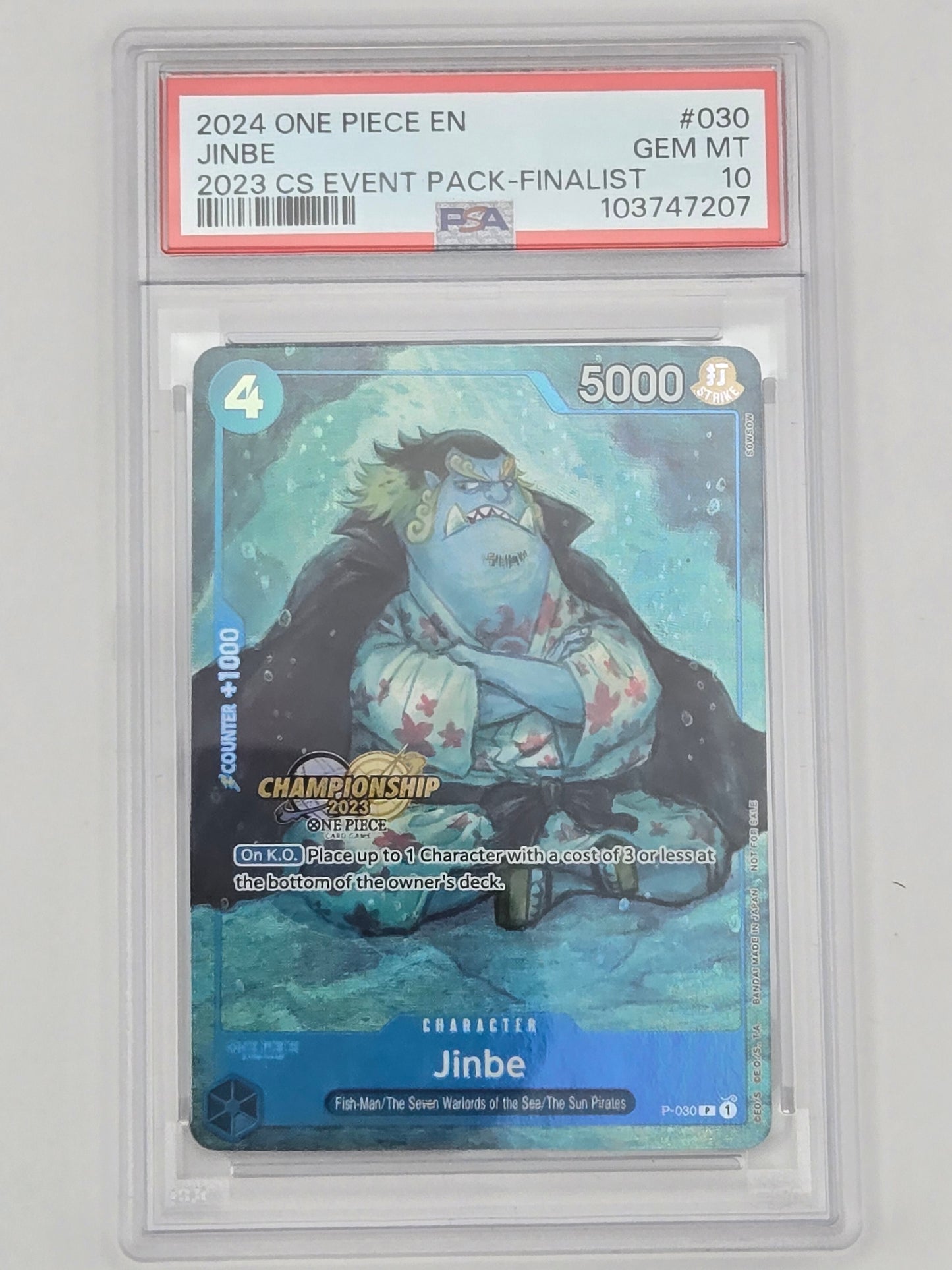 2024 ONE PIECE CHAMP 2023 EVENT PACK FINALIST(TEXTURED) #030 JINBE PSA 10