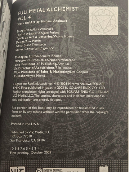 FullMetal Alchemist Vol 4 English Manga 1st printing |  West Blue Collectibles.