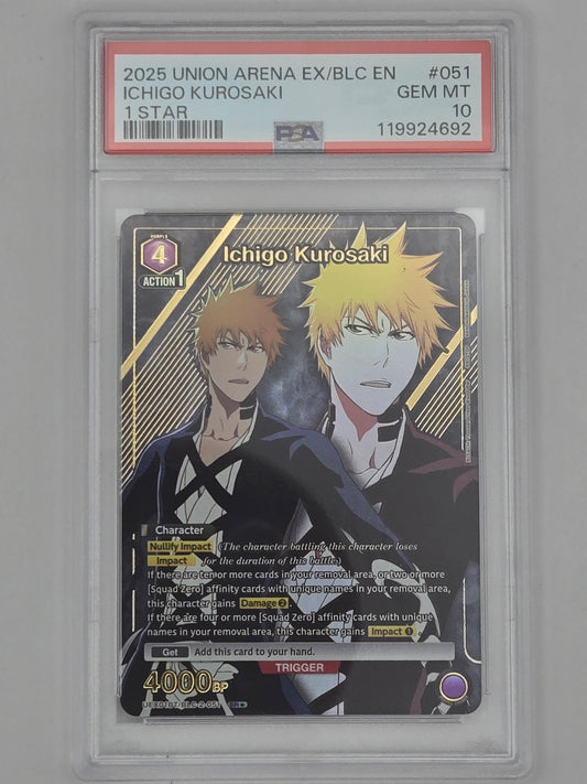 KUROSAKI ICHIGO ALT ART 2025 BLEACH UNION ARENA ENGLISH 1 STAR PSA 10