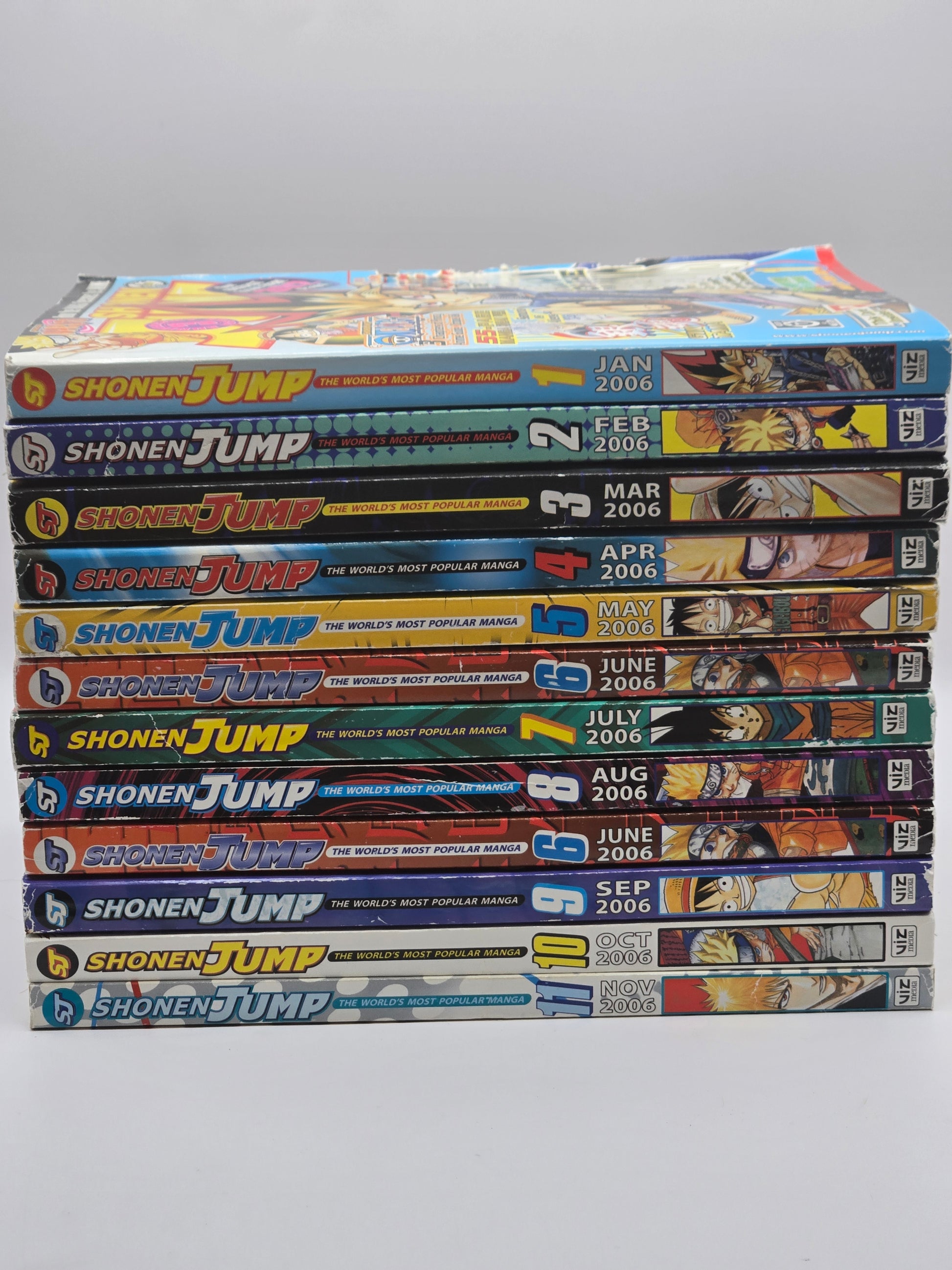 Shonen Jump English Magazine Viz 2006 Choose your own, stacked 2006 monthly issues.