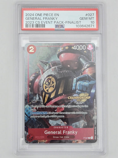 2024 ONE PIECE CHAMP 2023 EVENT PACK FINALIST(TEXTURED) #027 GENERAL FRANKY PSA 10