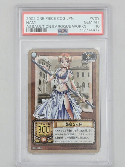 2002 ONE PIECE VINTAGE TCG JPN ASSAULT ON BAROQUE WORKS NAMI #C09 PSA 10